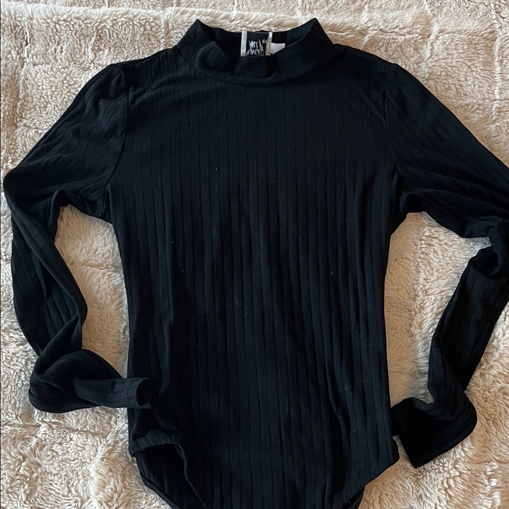 Princess Polly Black Ribbed Bodysuit